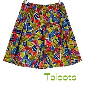 Talbots Red Blue Cotton Pleated Skirt Size 2